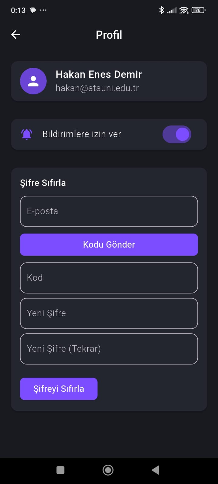 Kullanıcı Ayarlar Sayfası