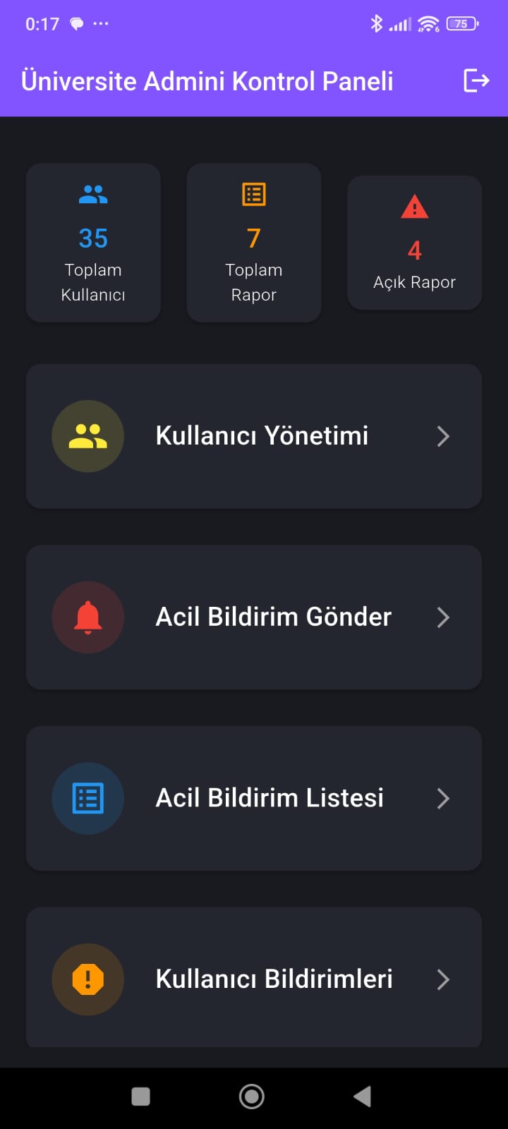 Üniversite Admini Ana Sayfası