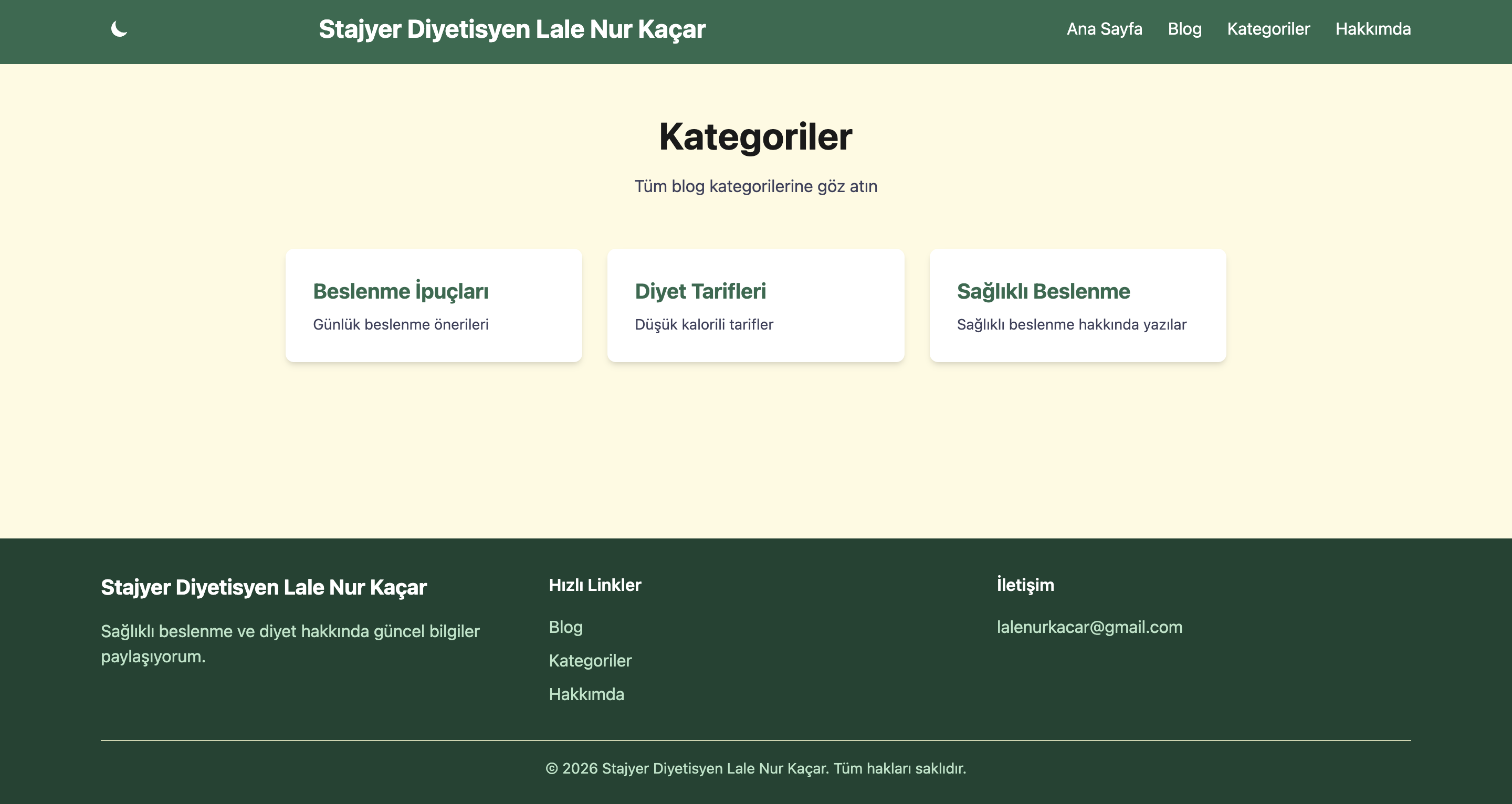 Kategoriler Sayfası