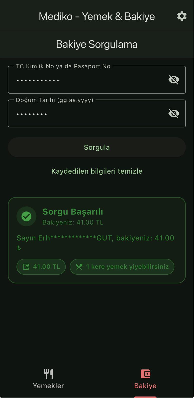 Bakiye Sorgulama Sayfası